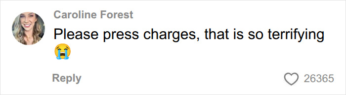 A comment from Caroline Forest urging to press charges after the best friend digitally kidnapped her daughter.