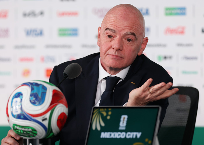 World Cup boss during a press conference about the soccer world scandal. World Cup boss during a press conference about the soccer world scandal.