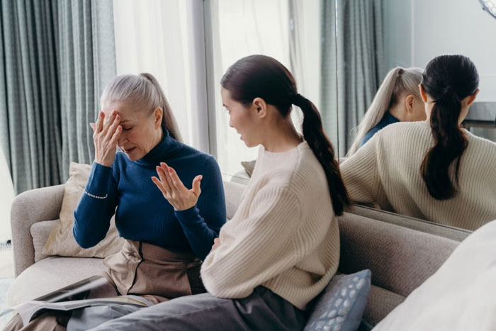 A DIL and her MIL arguing, illustrating the tension between DIL and MIL.