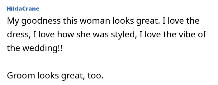 A comment praising a model getting married at 61, her wedding photos going viral, and how beautifully she aged.