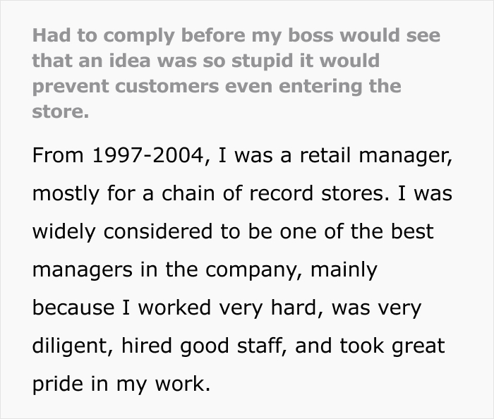 Text: Boss idea physically prevent customers from entering the store. Text: Boss idea physically prevent customers from entering the store.
