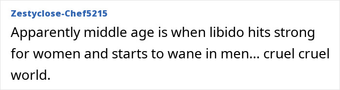 A social media comment discussing libido confession about middle age libido and a doctor's weigh-in.
