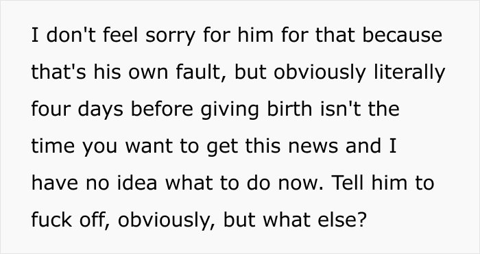 A pregnant woman preparing to give birth expresses frustration about her boyfriend's nasty surprise just before the baby arrives. A pregnant woman preparing to give birth expresses frustration about her boyfriend's nasty surprise just before the baby arrives.