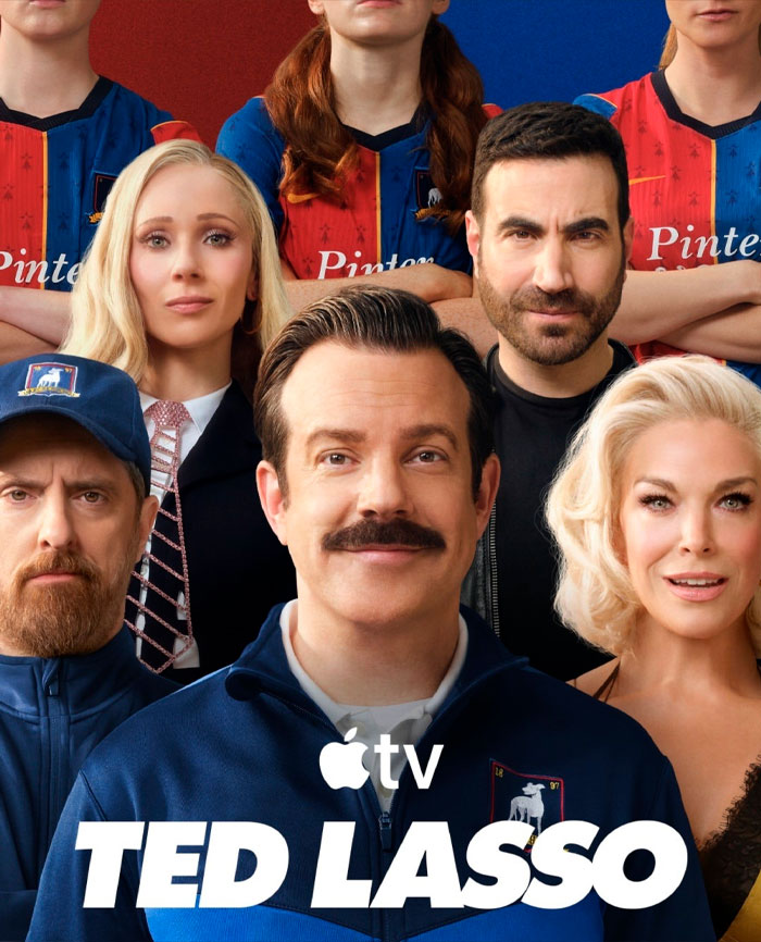 Ted Lasso TV show poster, highlighting beauty standards and heavy photoshop discussions.