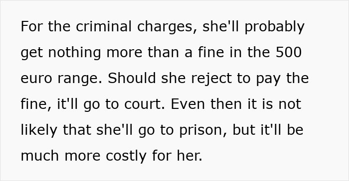 Entitled mom facing charges may receive a fine, but likely no prison time, for trying to frame son. Entitled mom facing charges may receive a fine, but likely no prison time, for trying to frame son.