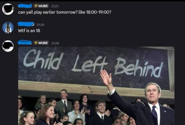 Screenshot of online conversation, an American user confused by 18:00 time format.