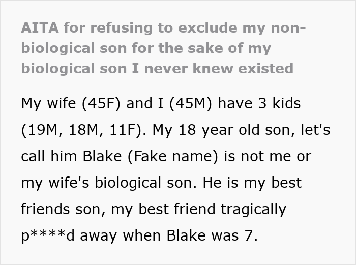 Screenshot of text about a dad refusing to separate his sons, explaining the background of a non-biological son. Screenshot of text about a dad refusing to separate his sons, explaining the background of a non-biological son.