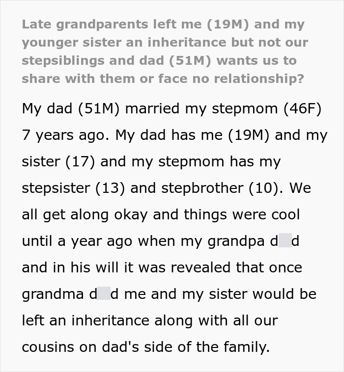 Greedy Dad Decides To Ruin His Relationship With Bio Kids Over Inheritance To Make Stepkids Happy Greedy Dad Decides To Ruin His Relationship With Bio Kids Over Inheritance To Make Stepkids Happy