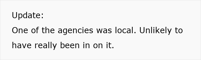 Text update: local agency unlikely involved in the hiring scam.