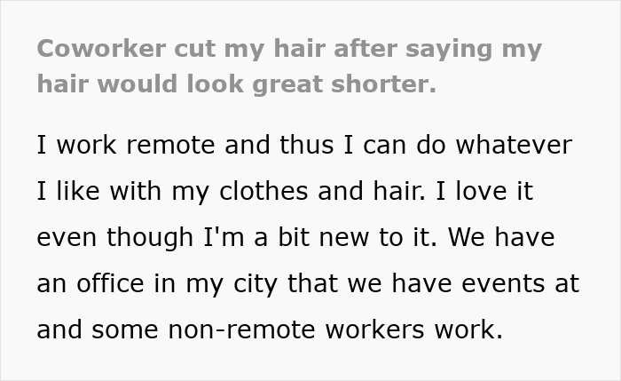 Woman's Creepy Coworker Cut Off Her Hair After Months Of Weird Comment, Blames It On "Intrusive Thought" Woman's Creepy Coworker Cut Off Her Hair After Months Of Weird Comment, Blames It On "Intrusive Thought"