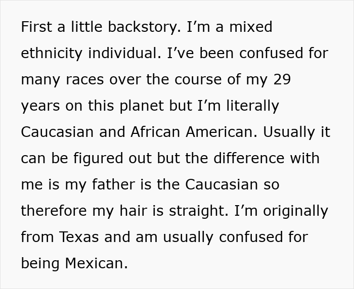Screenshot of text providing backstory about the man's ethnicity after a Karen tries to kidnap his stepson. Screenshot of text providing backstory about the man's ethnicity after a Karen tries to kidnap his stepson.