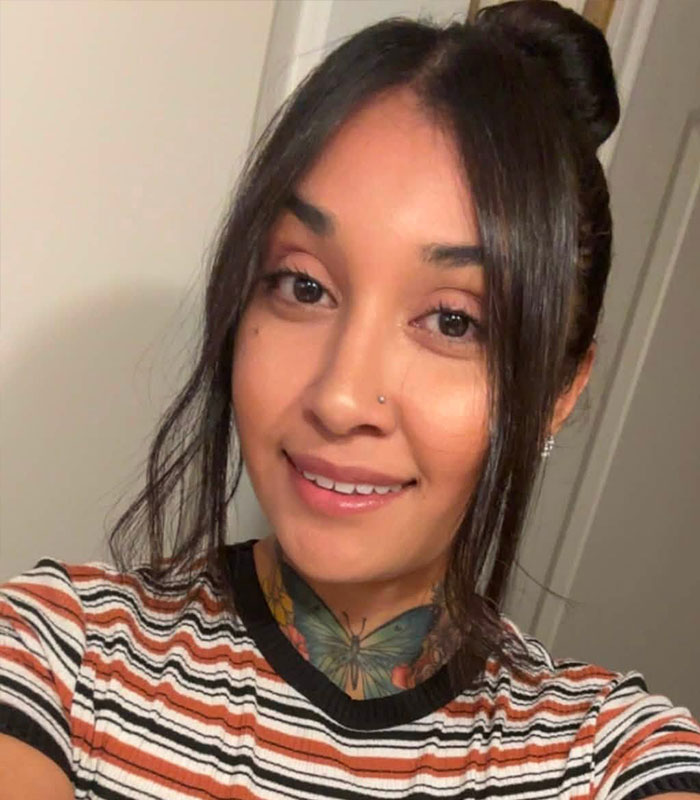 Mom-Of-Five in a striped shirt, smiling gently, revealing chilling final moments as she fought to survive brutal attack.