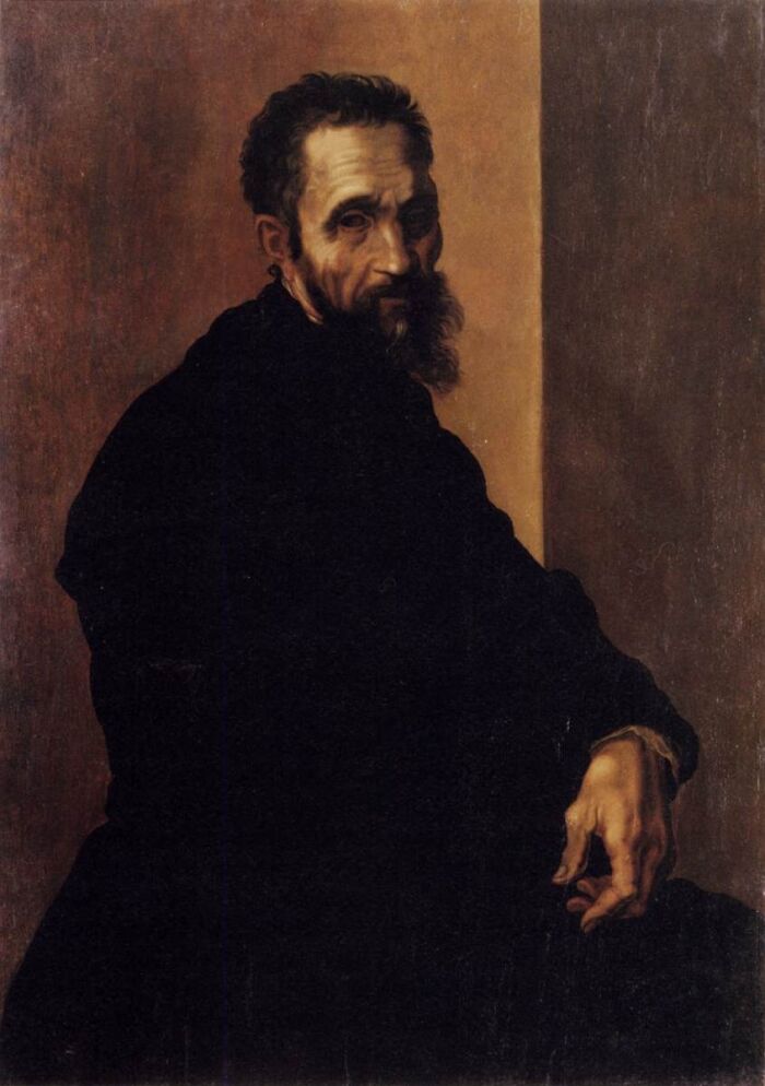A portrait of a man with a beard and dark clothing, one of the curious facts in the collection.