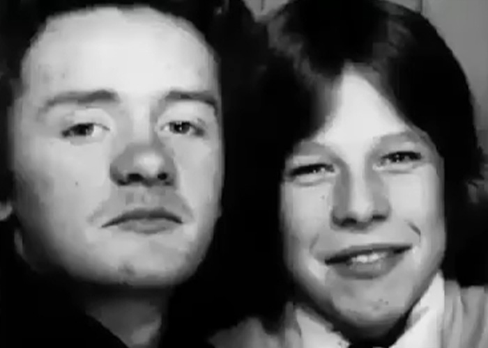 A black and white image of two young friends whose names became known across the nation near Britain's railway stations.