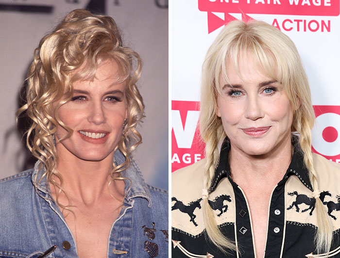 Actress Daryl Hannah, on the autism spectrum, showing her transformation from a younger age to her recent appearance.