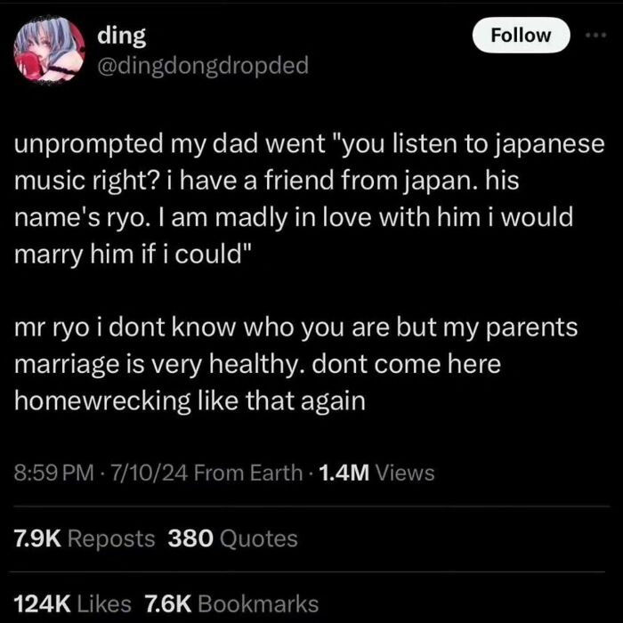 A hilarious screenshot of a parent who got busted for lying about a Japanese friend.
