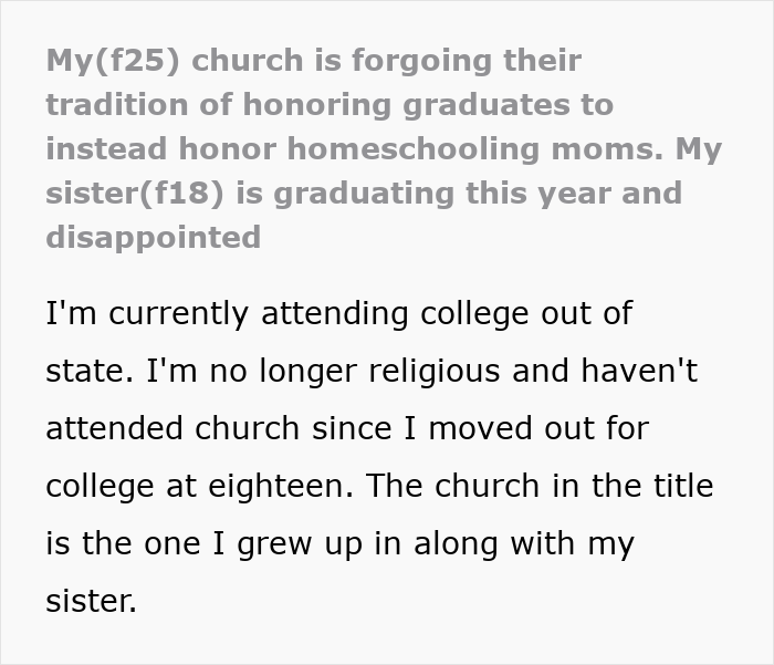 Church Enforces Homeschooling Ideology, 18YO Upset That They Cancel Their Own Graduation Tradition Church Enforces Homeschooling Ideology, 18YO Upset That They Cancel Their Own Graduation Tradition