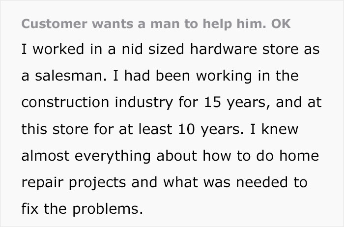 Customer Asks For A Man Instead, Gets A Lesson He Won't Forget Customer Asks For A Man Instead, Gets A Lesson He Won't Forget