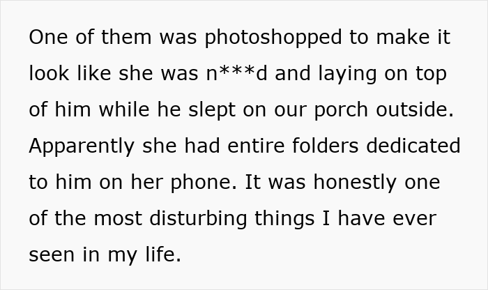 Text about an unsettling turn with disturbing photos and a scary fixation on a groom.