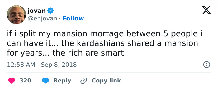 A tweet about splitting a mansion mortgage, discussing how celebs manage devalued homes with renovations. A tweet about splitting a mansion mortgage, discussing how celebs manage devalued homes with renovations.