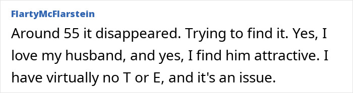 A Reddit comment discussing the challenges of a disappeared libido and its impact on relationships.