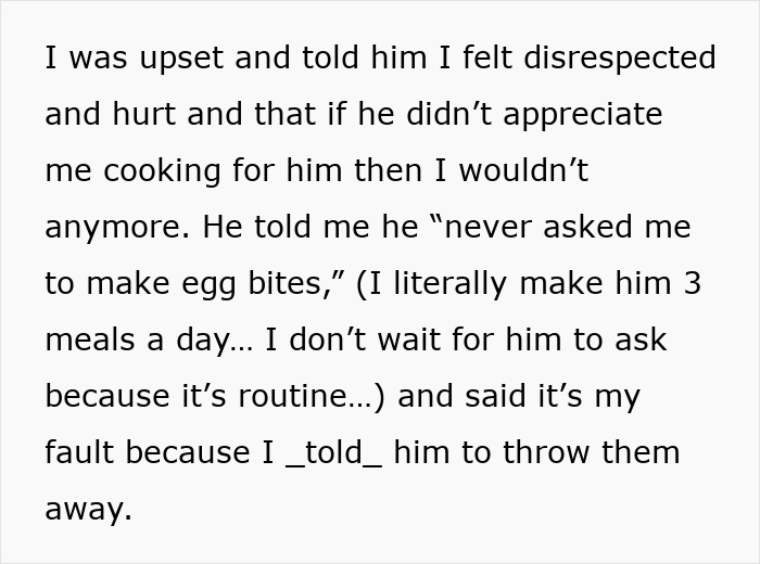 Text detailing her boyfriend's reaction to the true crime story involving her pan.