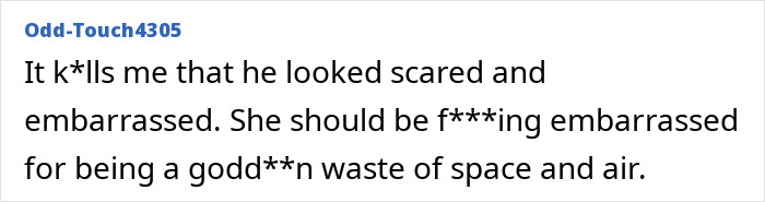 A screenshot showing a comment from Odd-Touch4305, reacting to the Hispanic window washer's fear and the Karen's villainous actions. A screenshot showing a comment from Odd-Touch4305, reacting to the Hispanic window washer's fear and the Karen's villainous actions.