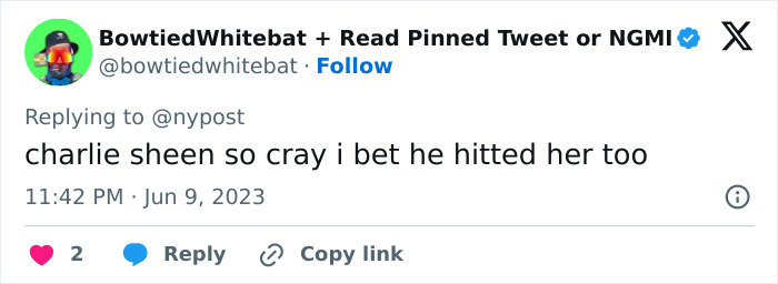 A tweet about a TV actor daughter and nepo baby tag, mentioning Charlie Sheen. A tweet about a TV actor daughter and nepo baby tag, mentioning Charlie Sheen.