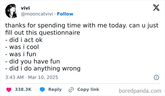 Funny tweet about a post-meeting questionnaire, capturing the reality of being an adult.