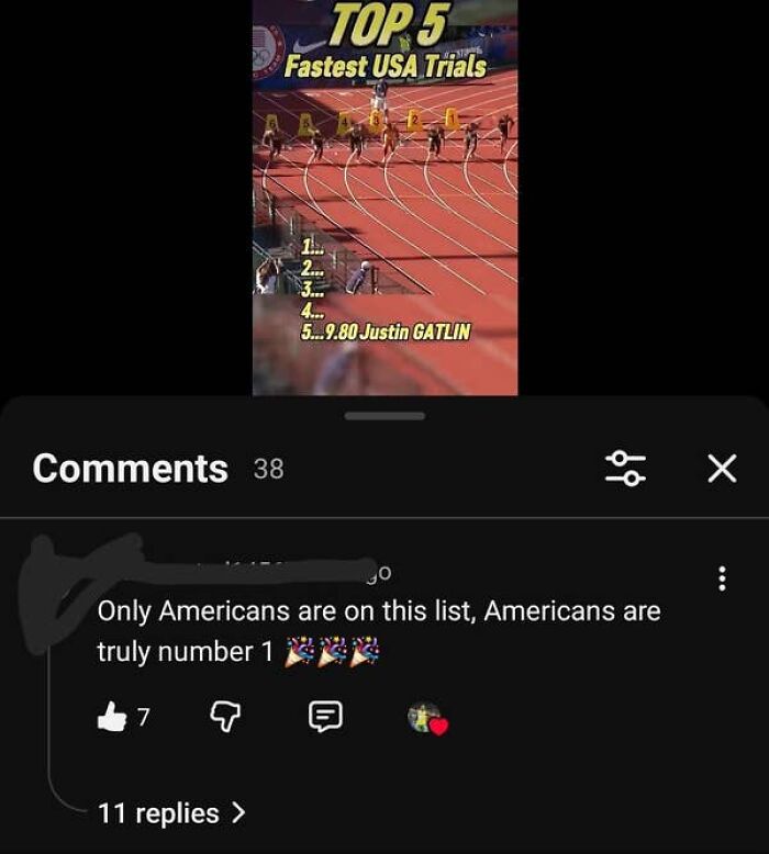 Screenshot of a comment from an American claiming Americans are truly number 1, proving people from the US are very confused.