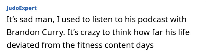 Screenshot of a comment from JudoExpert about the lookmaxxer's extreme transformation and deviation from fitness content. Screenshot of a comment from JudoExpert about the lookmaxxer's extreme transformation and deviation from fitness content.