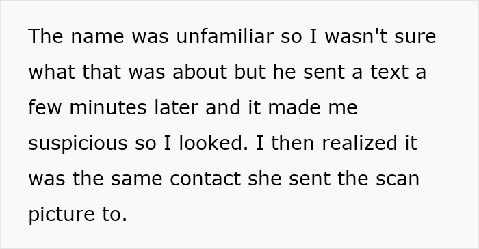 Guy finds something suspicious on wife's phone, realizes she sent a scan picture to a strange contact.