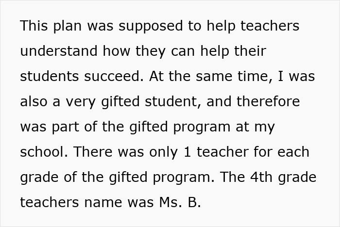 Text snippet explaining the Individualized Education Plan for students and mentioning a gifted student and teacher. Text snippet explaining the Individualized Education Plan for students and mentioning a gifted student and teacher.