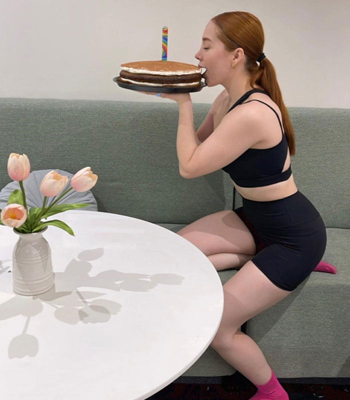 Before her tragic cosmetic surgery, beauty influencer Adriana Murillo playfully bites into a birthday cake. Before her tragic cosmetic surgery, beauty influencer Adriana Murillo playfully bites into a birthday cake.