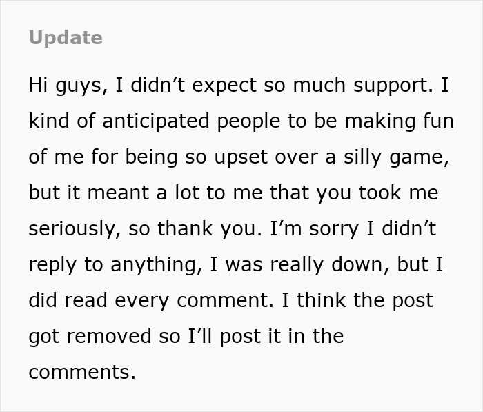 Update text from the woman, thanking for support after her boyfriend deleted her phone app. Update text from the woman, thanking for support after her boyfriend deleted her phone app.
