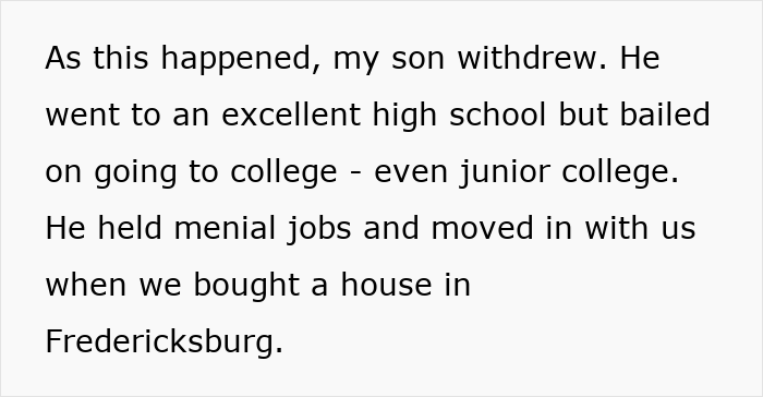 Screenshot of text discussing a man financially supporting his son in his 40s. Screenshot of text discussing a man financially supporting his son in his 40s.