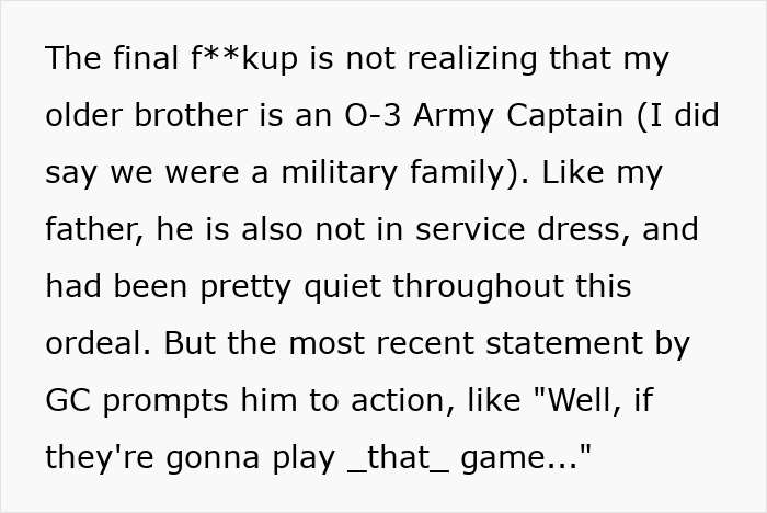 MIL Tries To Pull Rank On Bride's Dad Using Her Lieutenant Son, Gets Shut Down By His Captain Son