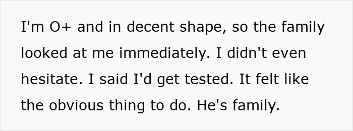 Text post from a man agreeing to get tested for a kidney donation to his BIL. Text post from a man agreeing to get tested for a kidney donation to his BIL.