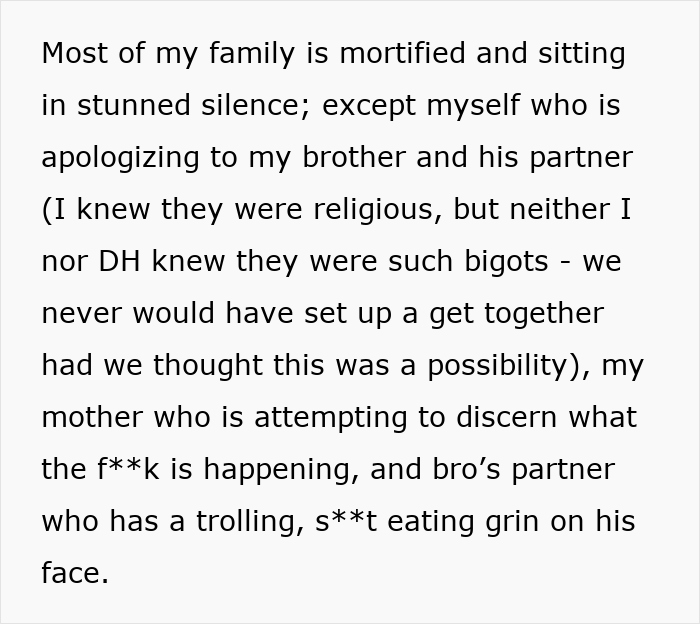 A wedding story showing family reaction to a bride's gay brother, leading to a wedding ban for groom's family.