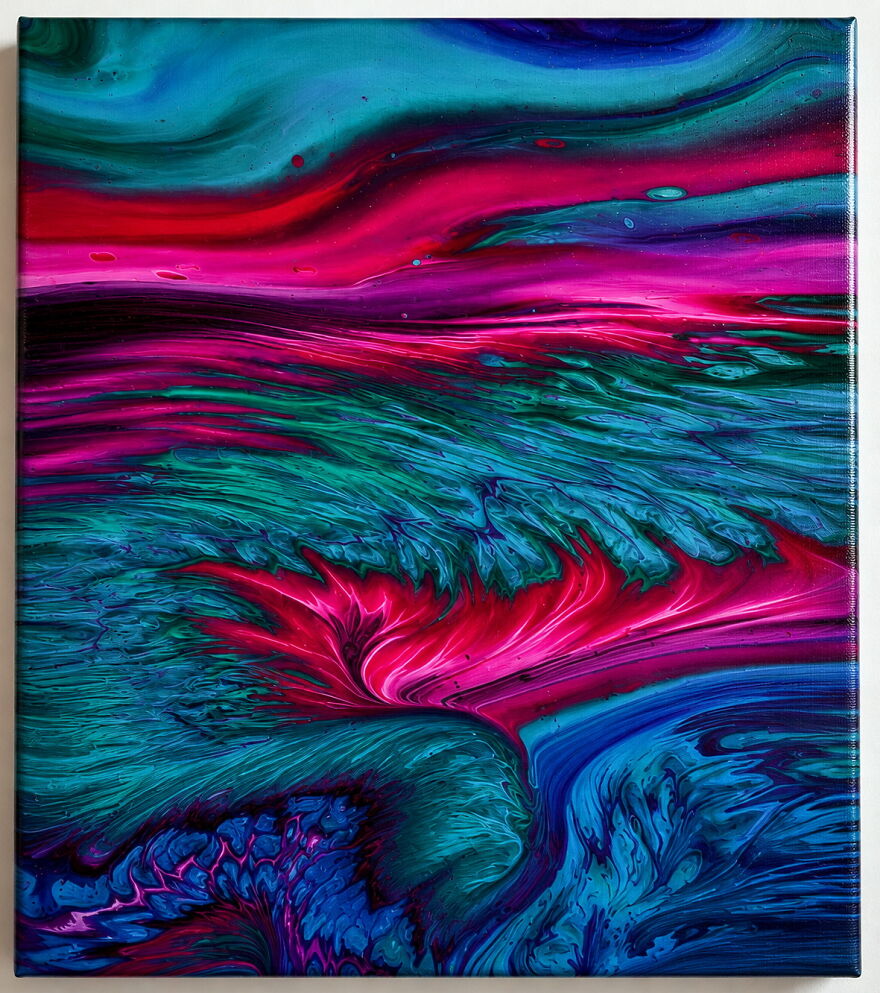 Aurora Tide ✨ Relaxing Feathery Straight Pour With Leftover Paints
