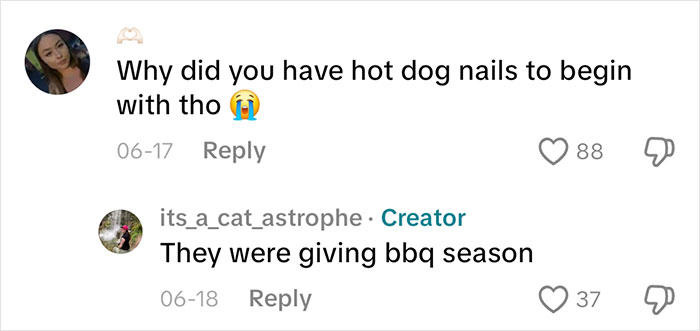 Woman Gets Engaged While Having Hot Dog Nails, Others Share Their Manicures To Make Her Feel Less Alone Woman Gets Engaged While Having Hot Dog Nails, Others Share Their Manicures To Make Her Feel Less Alone