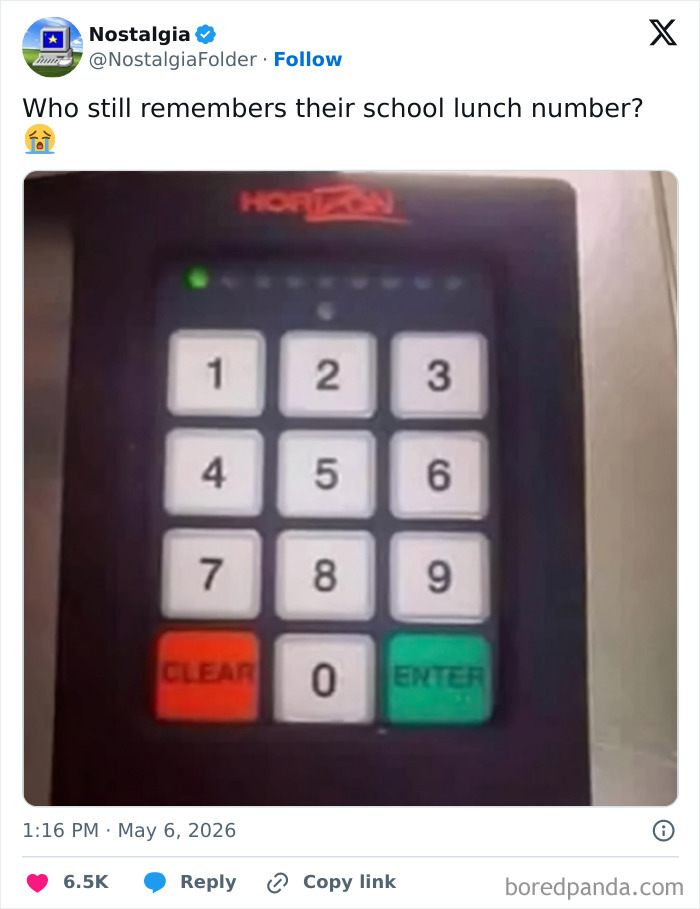A close-up of an old school lunch number keypad, a common sight that makes people remember things from the past.