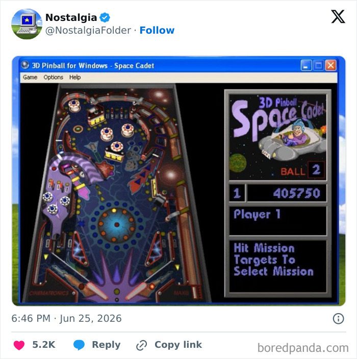 Screenshot of 3D Pinball for Windows - Space Cadet, a classic computer game from the nostalgia folder.