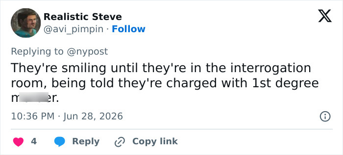 A social media post by Realistic Steve about the smiling sisters facing interrogation for the brutal attack.