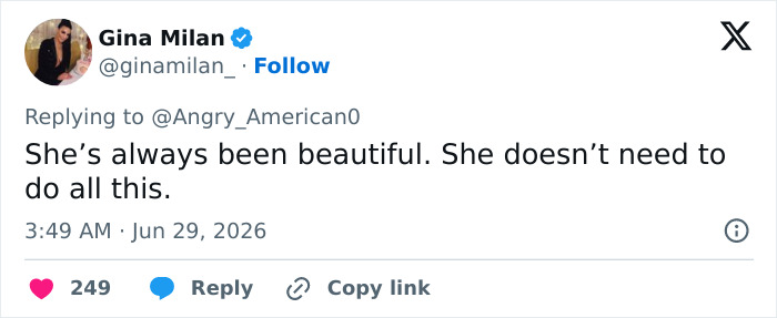 Twitter post featuring a user defending Shania Twain's appearance against body shamers. Twitter post featuring a user defending Shania Twain's appearance against body shamers.