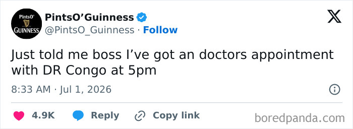A funny World Cup tweet about a doctor's appointment with DR Congo.