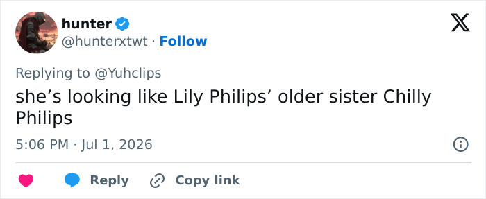 Looksmaxxing influencer Hunter mistakenly identifies woman as Lily Phillips older sister Chilly Phillips Looksmaxxing influencer Hunter mistakenly identifies woman as Lily Phillips older sister Chilly Phillips