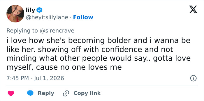 A fan's tweet supporting Millie Bobby Brown's bold sheer look and confidence. A fan's tweet supporting Millie Bobby Brown's bold sheer look and confidence.