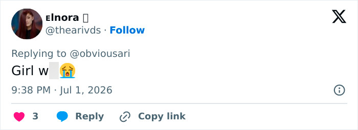 A social media user comments on Kim Kardashian's micro bikini: Girl with crying face emoji. A social media user comments on Kim Kardashian's micro bikini: Girl with crying face emoji.