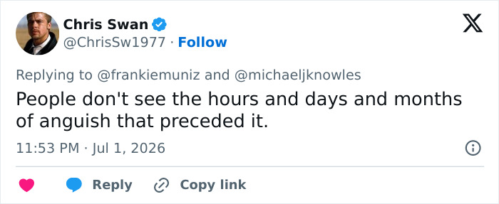 Chris Swan's tweet about anguish preceding a divorce announcement from a Malcolm In The Middle star.